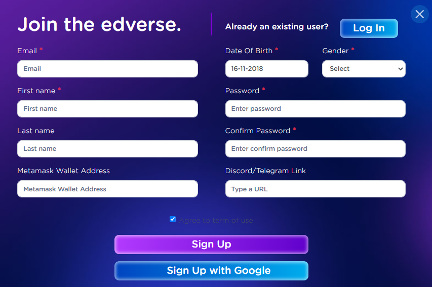 Signup to the Metaverse